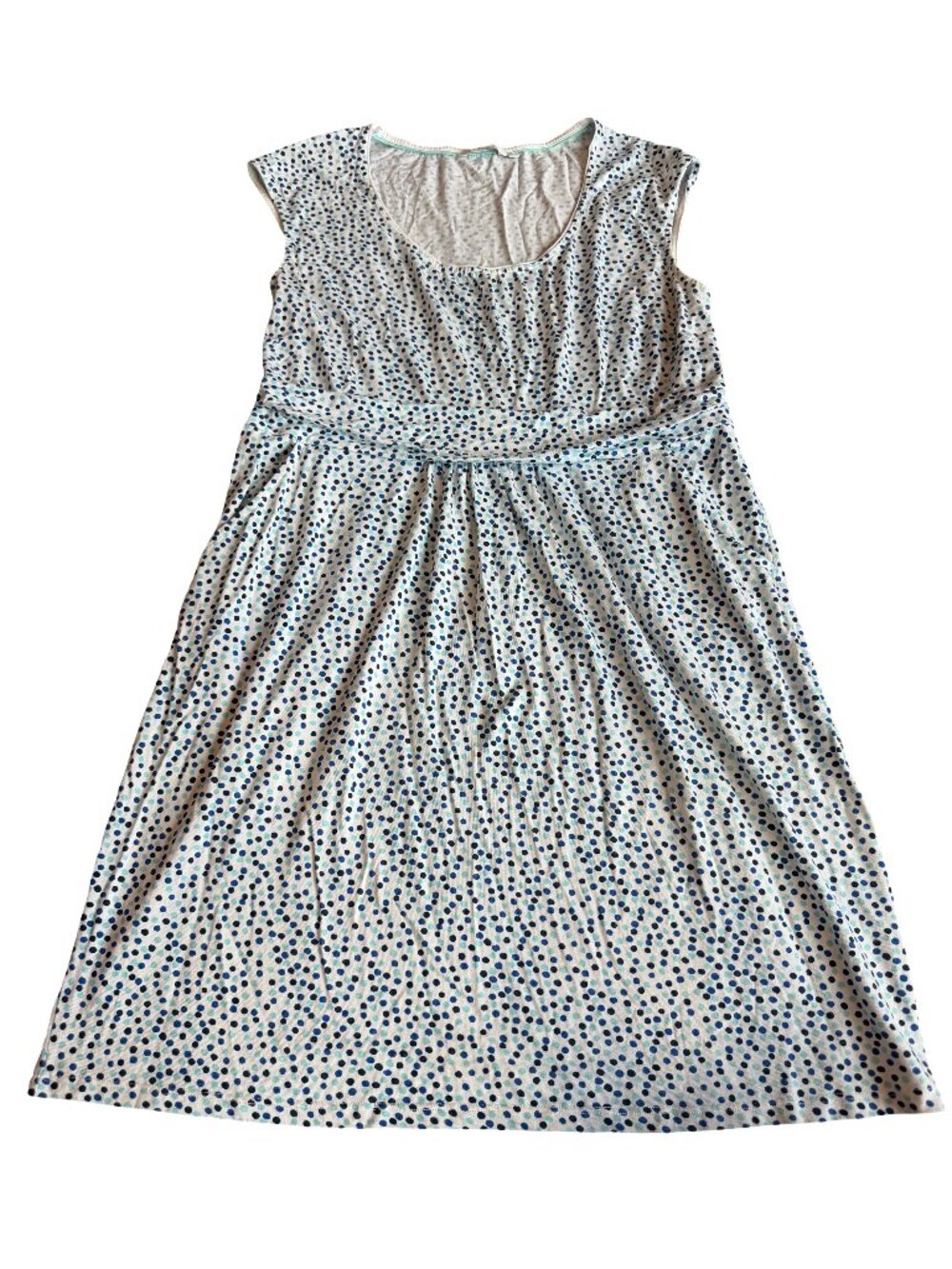 Boden White Navy Polka Dot Sleeve Dress Empire Waist Size 16 Plus Women's